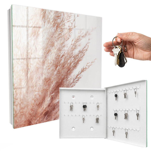 Schlüsselbox für die Wand mit pastellfarbenem Boho-Gras Motiv