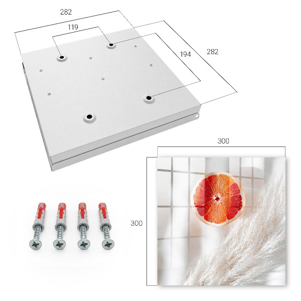 Schlüsselbox zur Wandmontage mit Motiv rote Grapefruit und Boho-Gras