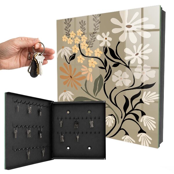 Schlüsselbox für die Wand mit Blumenmotiv
