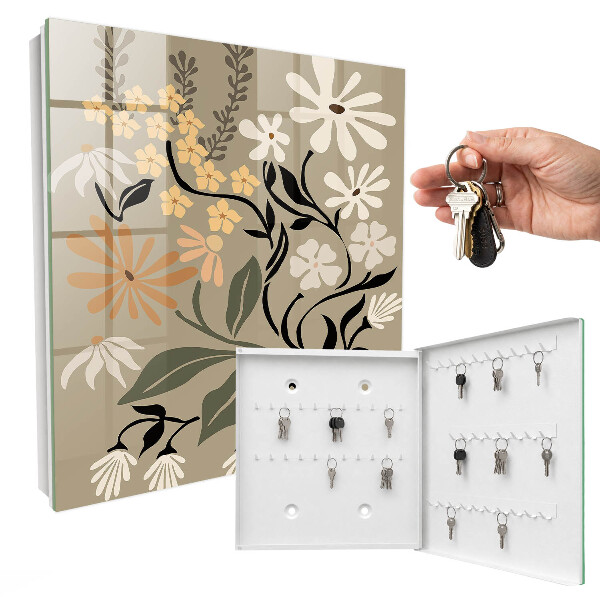 Schlüsselbox für die Wand mit Blumenmotiv