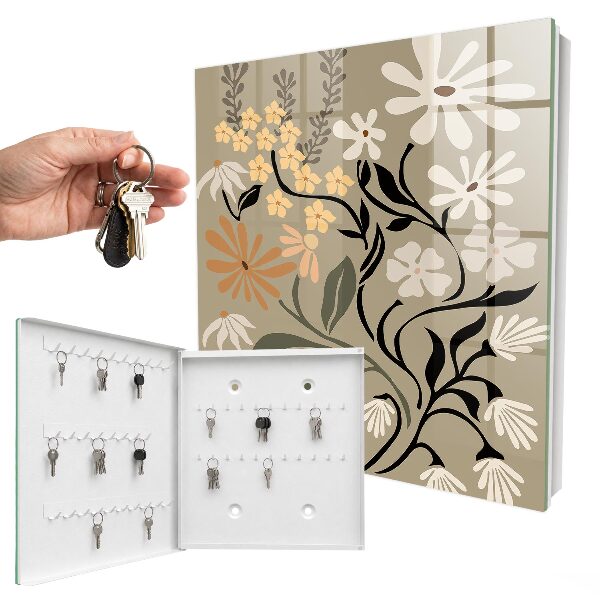 Schlüsselbox für die Wand mit Blumenmotiv