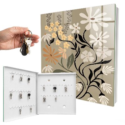 Schlüsselbox für die Wand mit Blumenmotiv