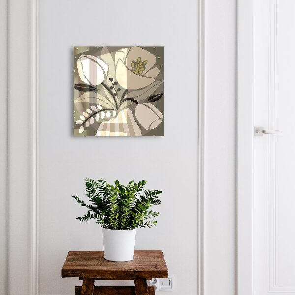 Schlüsselbox für die Wand im Design beige Blüten