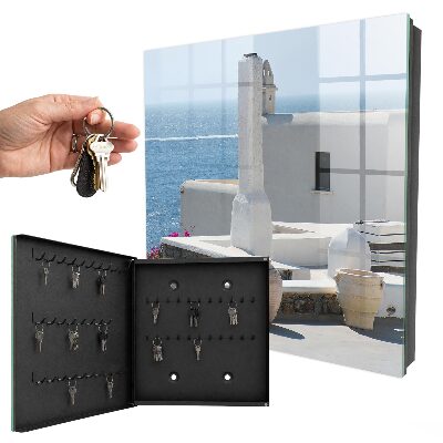 Schlüsselbox zur Wandmontage mit Motiv griechische Häuser am Meer