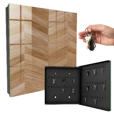 Schlüsselbox für die Wand aus Holz mit Fischgrätenmuster