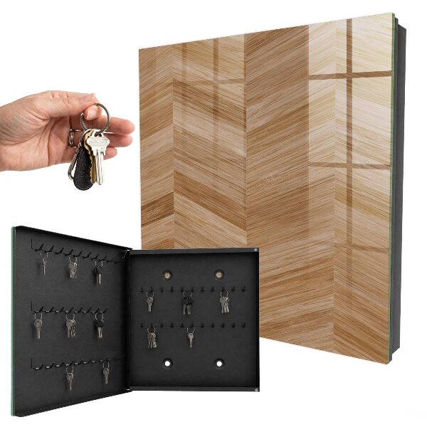 Schlüsselbox für die Wand aus Holz mit Fischgrätenmuster
