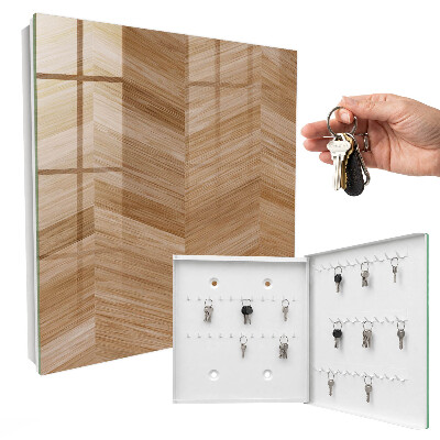 Schlüsselbox für die Wand aus Holz mit Fischgrätenmuster