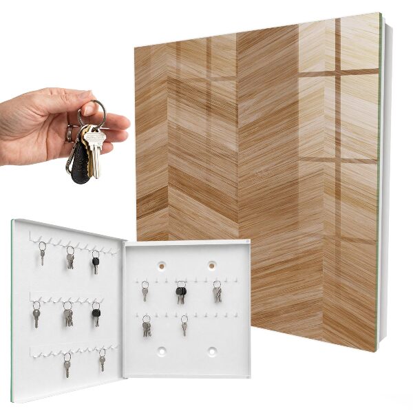Schlüsselbox für die Wand aus Holz mit Fischgrätenmuster