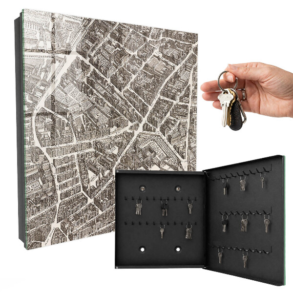 Schlüsselbox zur Wandmontage Motiv Stadtplan