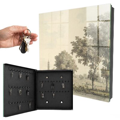 Schlüsselbox zur Wandmontage Motiv Park mit einer Pagode