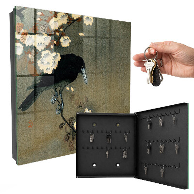 Schlüsselbox mit Motiv Der Rabe und die Kirschblüte von Ohara Koson