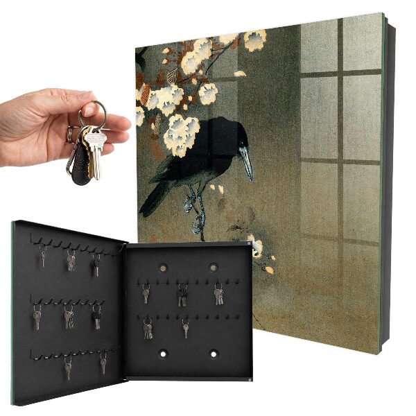 Schlüsselbox mit Motiv Der Rabe und die Kirschblüte von Ohara Koson
