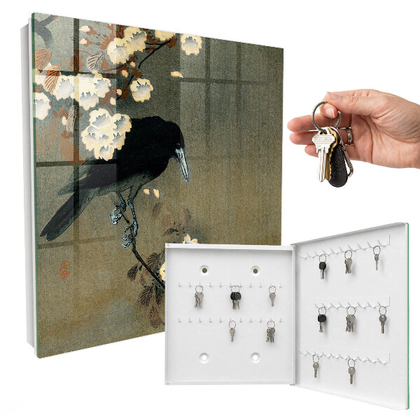 Schlüsselbox mit Motiv Der Rabe und die Kirschblüte von Ohara Koson