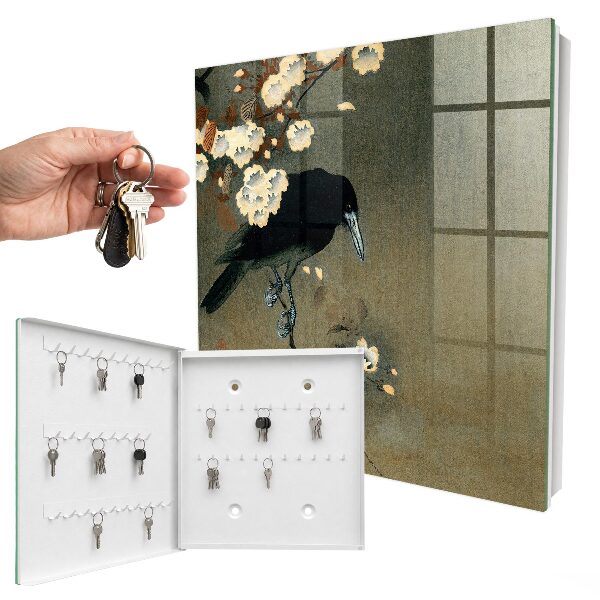 Schlüsselbox mit Motiv Der Rabe und die Kirschblüte von Ohara Koson