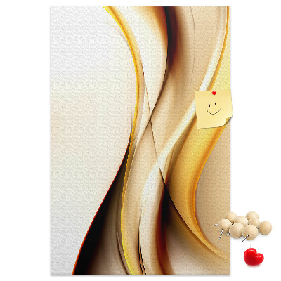 Kork-Pinnwand mit eleganten goldenen Wellen auf hellem Hintergrund