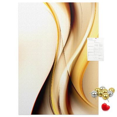 Kork-Pinnwand mit eleganten goldenen Wellen auf hellem Hintergrund
