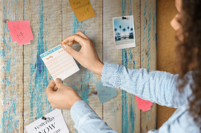 Bedruckte Korkplatte mit Motiv alter Holzvertäfelung in Blau