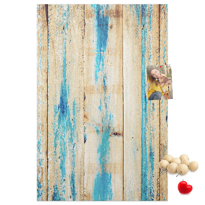 Bedruckte Korkplatte mit Motiv alter Holzvertäfelung in Blau