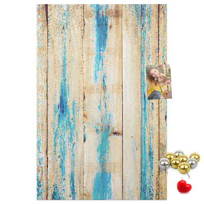 Bedruckte Korkplatte mit Motiv alter Holzvertäfelung in Blau