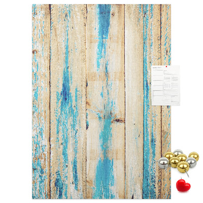 Bedruckte Korkplatte mit Motiv alter Holzvertäfelung in Blau