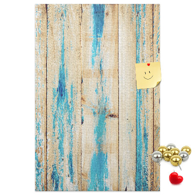 Bedruckte Korkplatte mit Motiv alter Holzvertäfelung in Blau