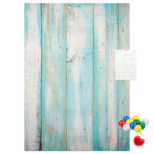 Pinnwand mit Holzstruktur in Blautönen