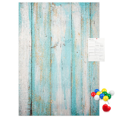Pinnwand mit Holzstruktur in Blautönen