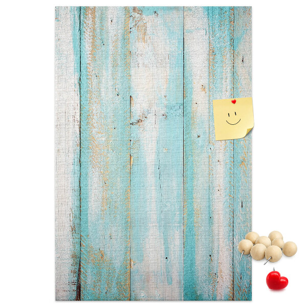 Pinnwand mit Holzstruktur in Blautönen