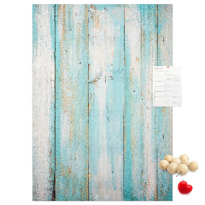 Pinnwand mit Holzstruktur in Blautönen