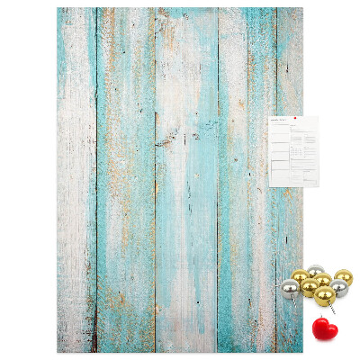 Pinnwand mit Holzstruktur in Blautönen