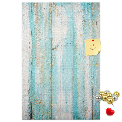 Pinnwand mit Holzstruktur in Blautönen