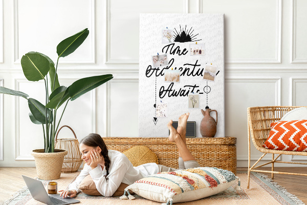 Bedruckte Korkplatte mit inspirierendem Abenteuerspruch