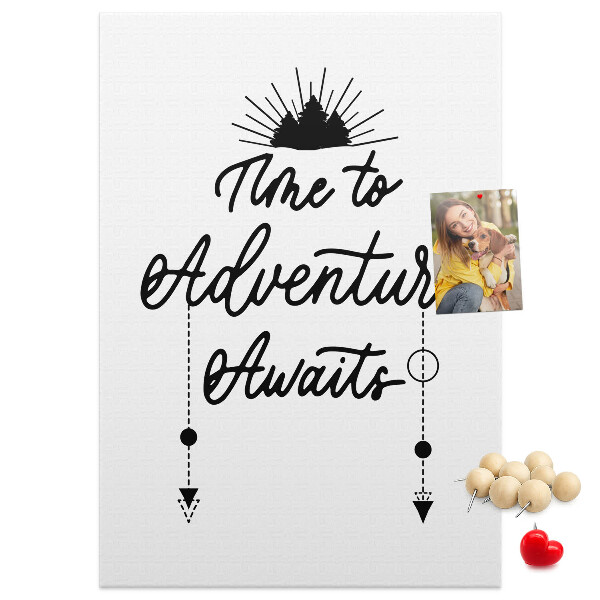 Bedruckte Korkplatte mit inspirierendem Abenteuerspruch
