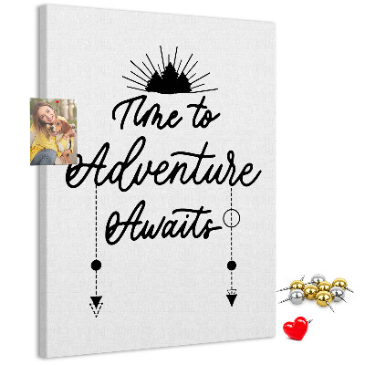 Bedruckte Korkplatte mit inspirierendem Abenteuerspruch