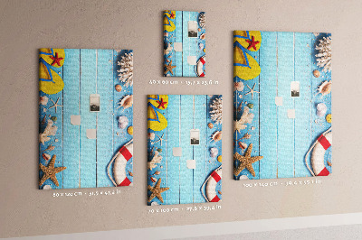 Bedruckte Korkplatte mit Motiv Sommerstrand mit Muscheln und Sand