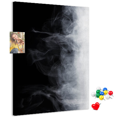 Bedruckte Korkplatte mit Motiv schwarzer und weißer Nebel mit sanftem Übergang