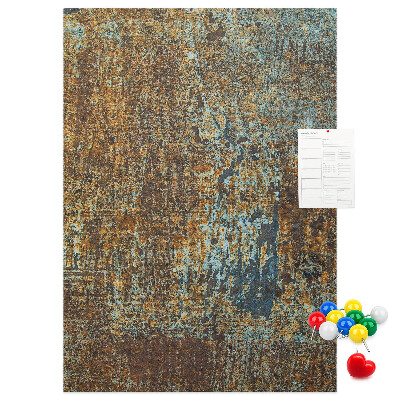 Pinnwand mit rustikaler Textur und blauen Akzenten