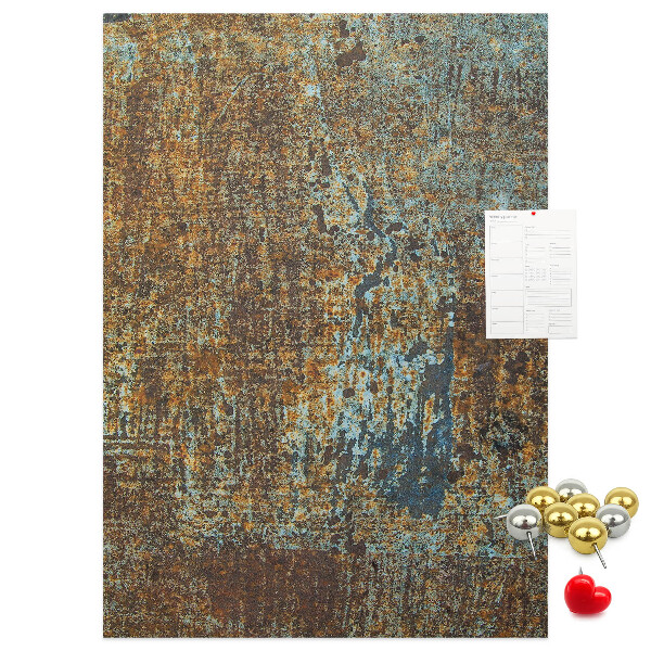 Pinnwand mit rustikaler Textur und blauen Akzenten