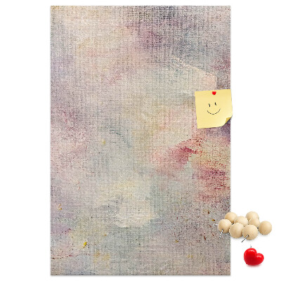 Pinnwand mit zarten Pastellflecken im Hintergrund