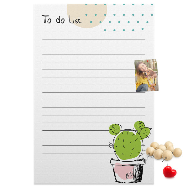 Kork-Pinnwand mit dem Motiv Topfkaktus steht auf der To-Do-Liste
