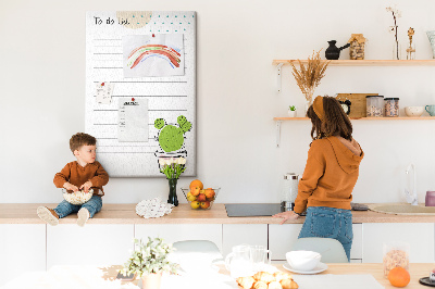 Kork-Pinnwand mit dem Motiv Topfkaktus steht auf der To-Do-Liste