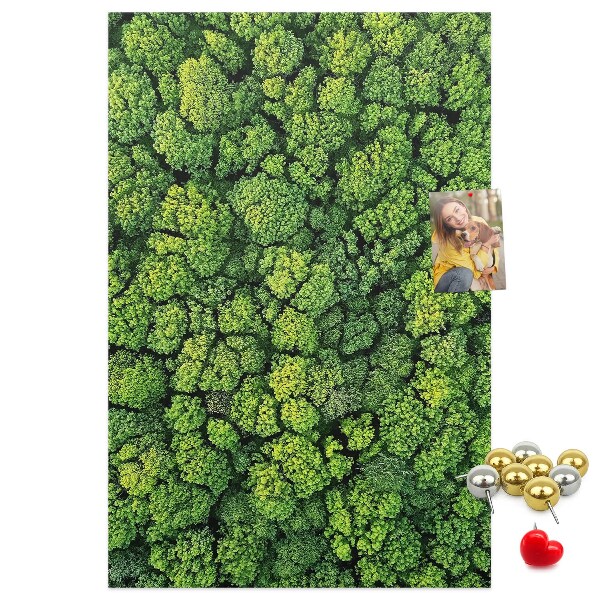Bedruckte Korkplatte mit Motiv Grüner Wald aus der Vogelperspektive