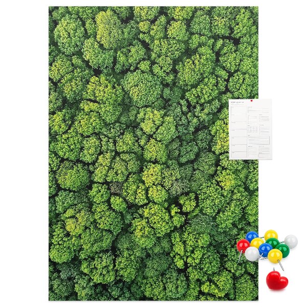 Bedruckte Korkplatte mit Motiv Grüner Wald aus der Vogelperspektive