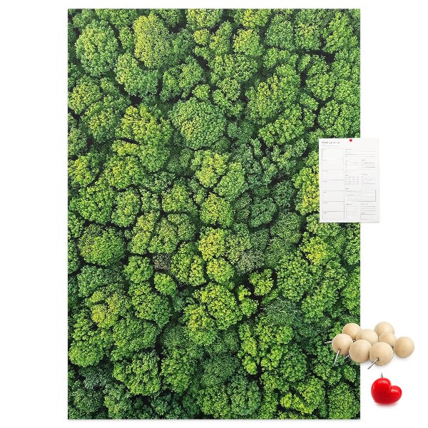 Bedruckte Korkplatte mit Motiv Grüner Wald aus der Vogelperspektive