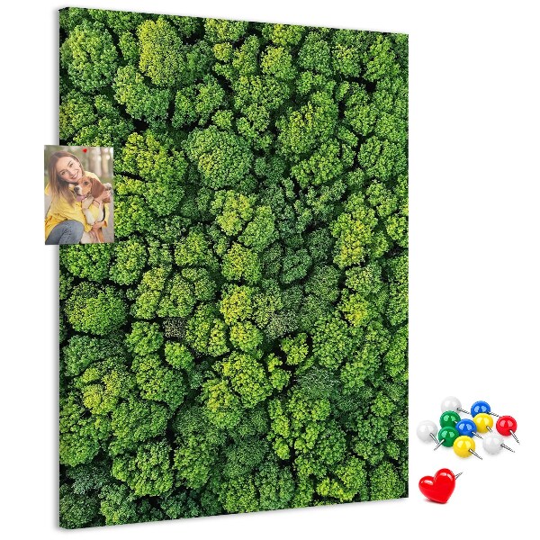 Bedruckte Korkplatte mit Motiv Grüner Wald aus der Vogelperspektive