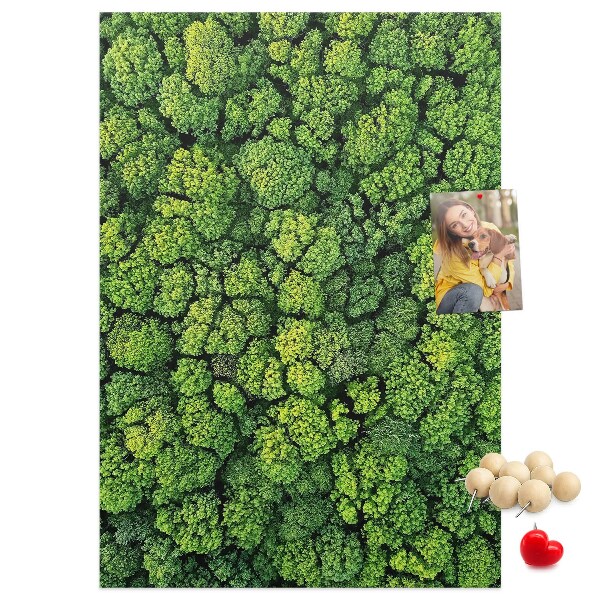 Bedruckte Korkplatte mit Motiv Grüner Wald aus der Vogelperspektive