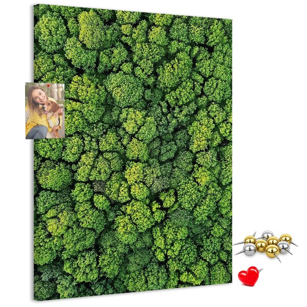 Bedruckte Korkplatte mit Motiv Grüner Wald aus der Vogelperspektive