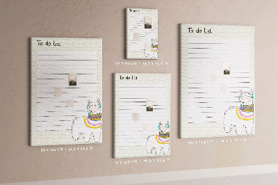 Pinnwand mit buntem Lama-Muster