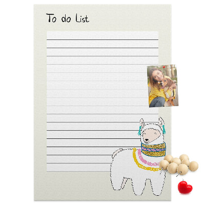 Pinnwand mit buntem Lama-Muster