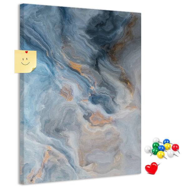 Bedruckte Korkplatte mit abstraktem Muster in Blautönen